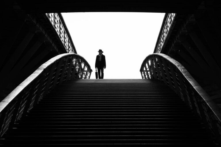 Man on bridge